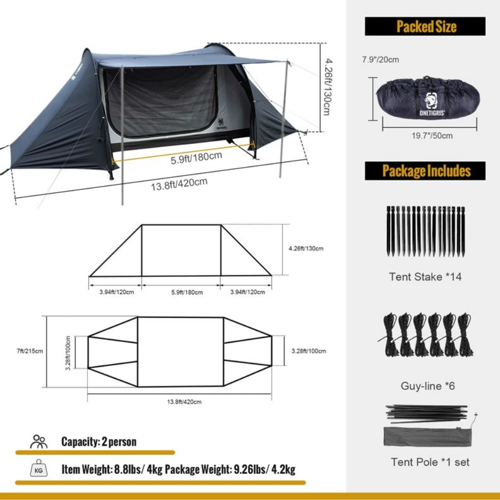 OneTigris Outbreak Retreat Camping Tent - Black 4 OneTigris Outbreak Retreat Camping Tent - Black - Image 2