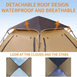 Hewolf Auto 3-4 Person Tent - Camel -Campsite equipment 7 1