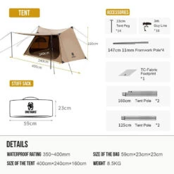 OneTigris Solo Homestead Camping Tent (TC Version) -Campsite equipment CE BHS06 TC A 03