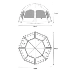 KZM Viva Dome Shelter Plus -Campsite equipment K221T3T10 dimension