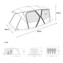 KZM New X9 Tent -Campsite equipment K221T3T12 Dimension