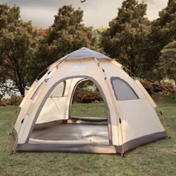 Hewolf 3-5 Person Automatic System Large Outdoor Camping Tent -Campsite equipment MON 1789 TAN 2
