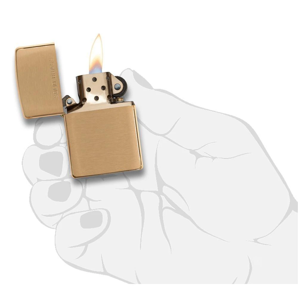 Zippo 204 Brushed Solid Brass - Refillable Windproof Lighter 6 Zippo 204 Brushed Solid Brass - Refillable Windproof Lighter - Image 5